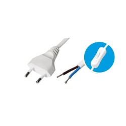 Cablu de conectare retea, montabil, cu intrerupator cu un pol Sal Home N 2K-2/WH
