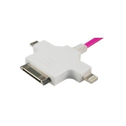 Cablu de incarcare LED, 1m, 3in1 (MicroUSB, iPhone4-5) 4 culori, POLAROID EDC 8227